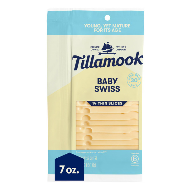 Packaged Cheese Tillamook Baby Swiss Cheese Slices hero