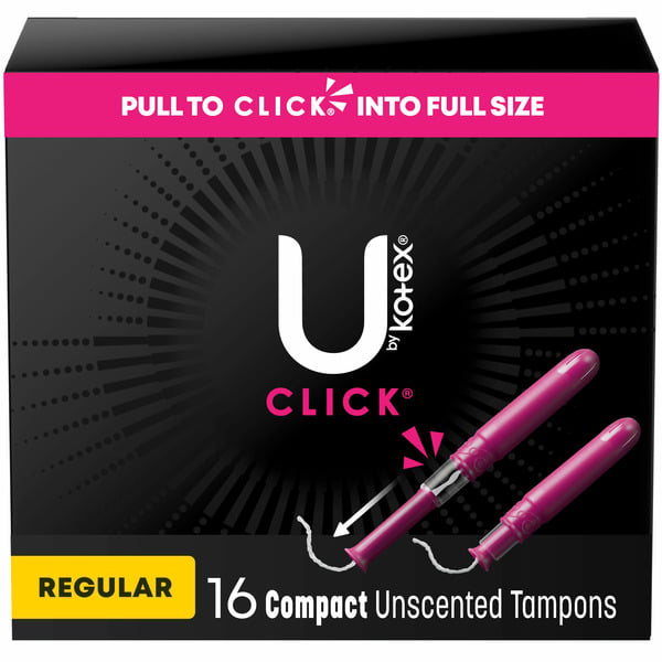 Feminine Care U by Kotex Click Compact Unscented Tampons, Regular hero