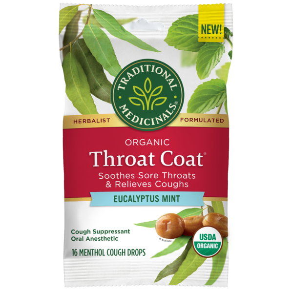 Vitamins & Supplements Traditional Medicinals Organic Throat Coat Eucalyptus Mint Cough Drops hero