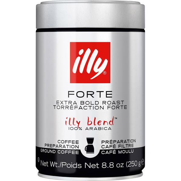 Coffee Grounds and Whole Beans illy Coffee, 100% Arabica, Ground, Extra Bold Roast, Forte hero