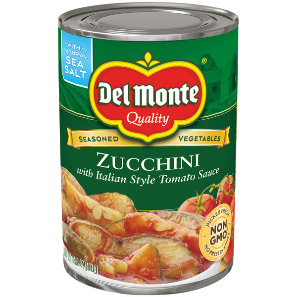 Canned & Jarred Vegetables Del Monte Zucchini, with Italian Style Tomato Sauce, Sea Salt hero