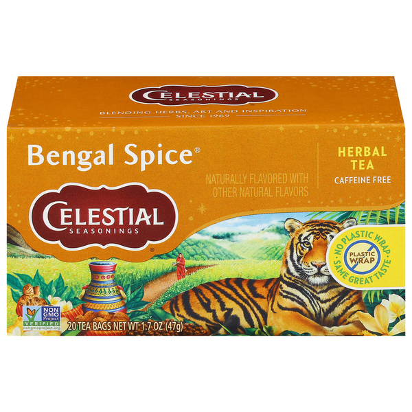 Tea Celestial Seasonings Herbal Tea, Caffeine Free, Bengal Spice, Tea Bags hero