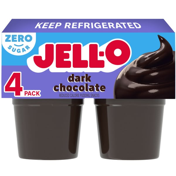 Refrigerated Pudding & Desserts Jell-O Dark Chocolate Sugar Free Refrigerated Pudding Cup Snacks hero