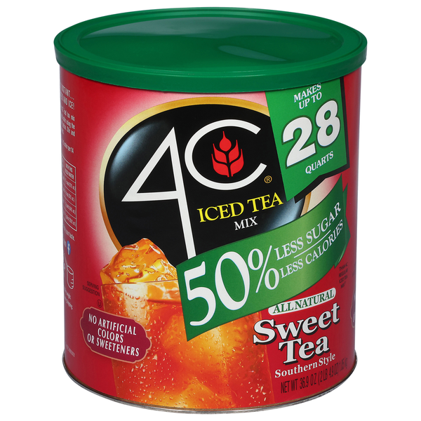 Tea 4C Foods Iced Tea Mix, 50% Less Sugar, Sweet Tea, Southern Style hero