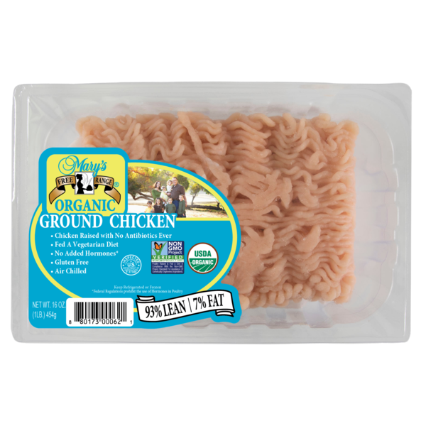 Poultry Counter Mary's Free Range Organic Ground Chicken, 93/7 hero