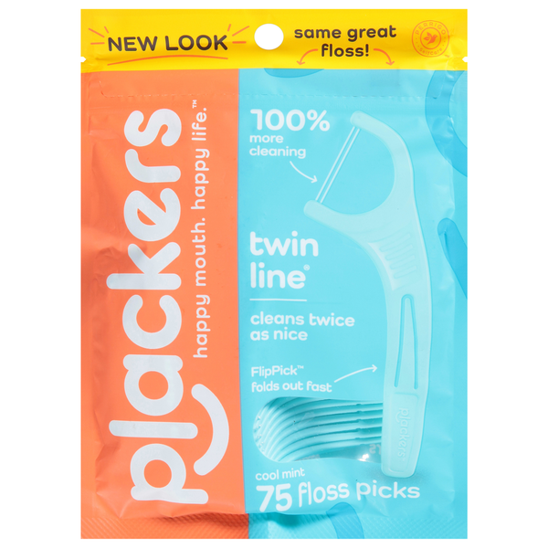 Plackers Micro Mint Floss Picks, Twin Line, Cool Mint hero