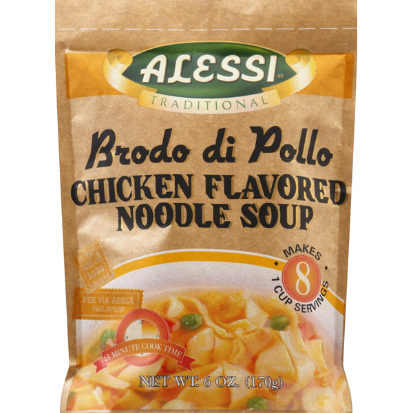 Soup, Broth & Bouillon Alessi Traditional Brodo di Pollo Chicken Flavored Noodle Soup hero