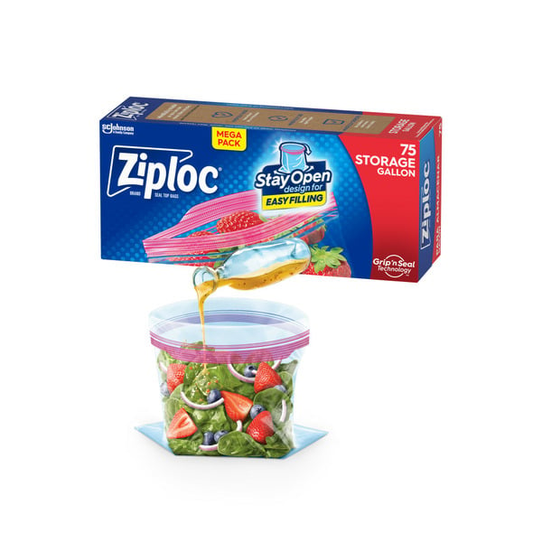 Food Storage Ziploc® Brand Storage Bags with Stay Open Design for Easy Filling hero