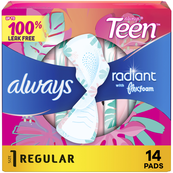 Feminine Care Always Radiant Teen Pads Get Real Regular With Wings hero