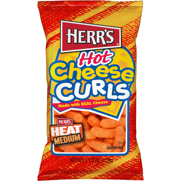 Chips & Pretzels Herr's Cheese Curls, Hot, Medium Heat hero