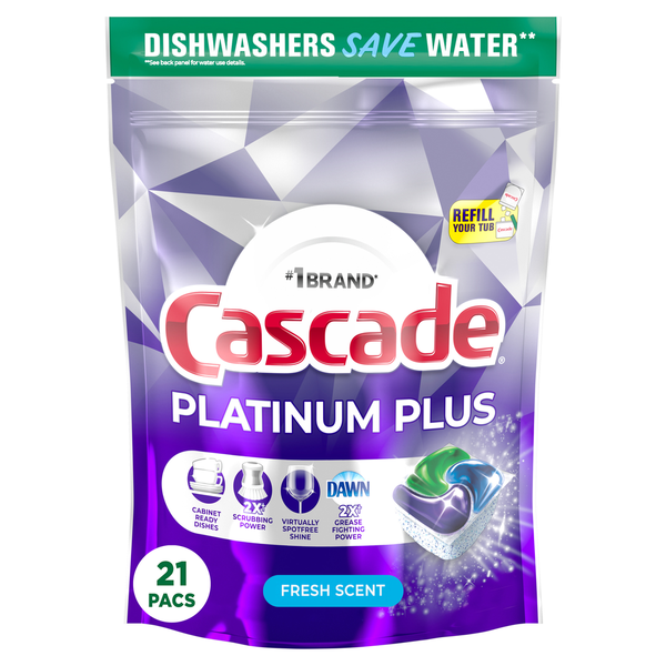 Cascade Platinum Plus Dishwasher Pods hero