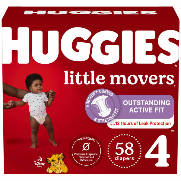 Diapers & Wipes Huggies Little Movers Baby Diapers, Size 4 (22-37 lbs) hero