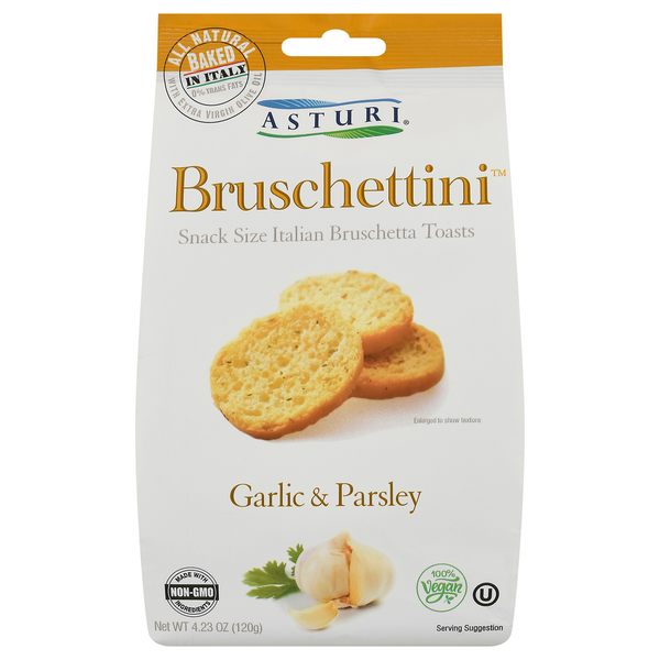 Crackers Asturi Bruschettini, Garlic & Parsley hero