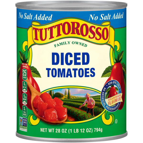 Canned & Jarred Vegetables Tuttorosso No Salt Added Diced Tomatoes hero