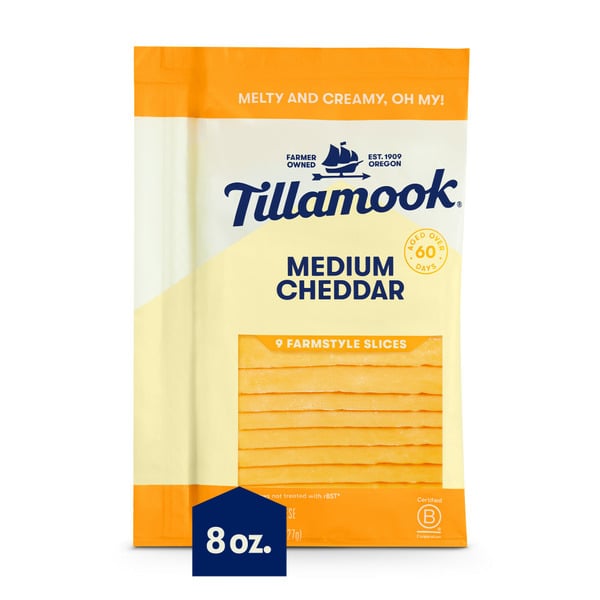 Packaged Cheese Tillamook Farmstyle Medium Cheddar Cheese Slices hero