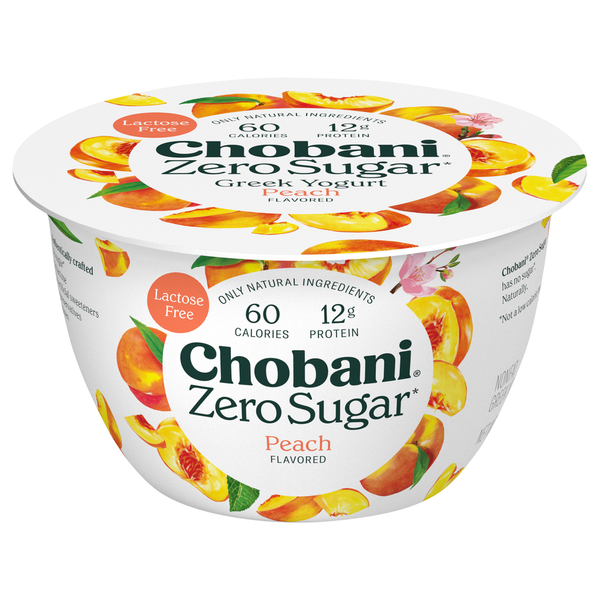 Yogurt/Kefir Chobani Yogurt, Greek, Nonfat, Zero Sugar, Peach Flavored hero