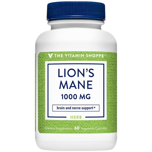 Brain & Memory Support The Vitamin Shoppe Lion's Mane - Nootropic Mushroom Formula for Brain & Nerve Support - 1,000 MG (60 Vegetable Capsules hero