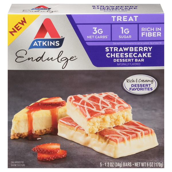 Frozen Dessert Atkins Dessert Bar, Strawberry Cheesecake, Treat hero