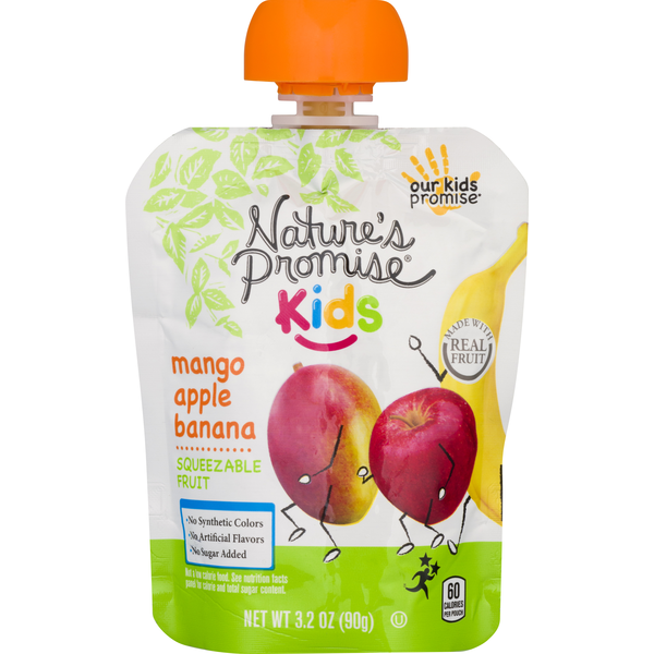 Produce Nuts & Snacks Nature's Promise Squeezable Fruit, Mango Apple Banana, Kids hero