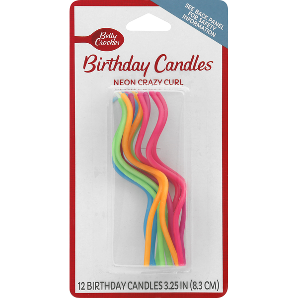 Baking Supplies & Decor Betty Crocker Birthday Candles, Neon Crazy Curl, 3.25 Inch hero