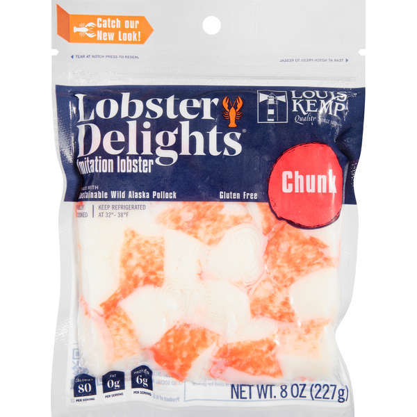 Packaged Seafood Louis Kemp Crab Delights Lobster Delights Imitation Lobster Meat hero