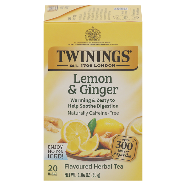 Tea Twinings Herbal Tea, Lemon & Ginger, Tea Bags hero