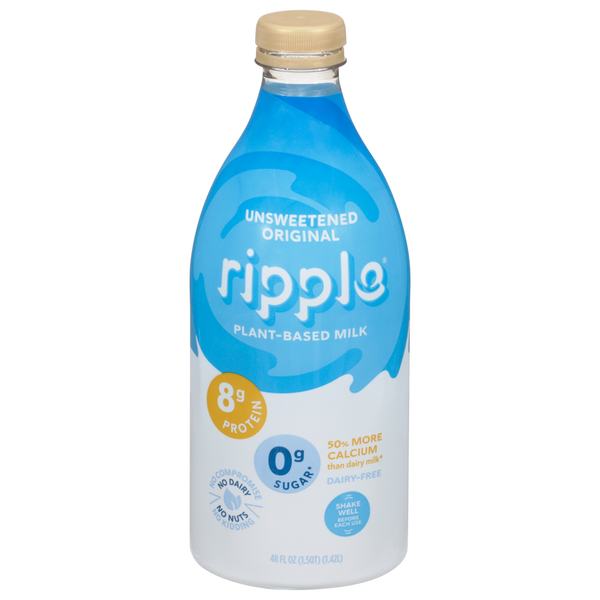 Dairy Alternatives Ripple Milk, Plant-Based, Dairy-Free, Unsweetened Original hero