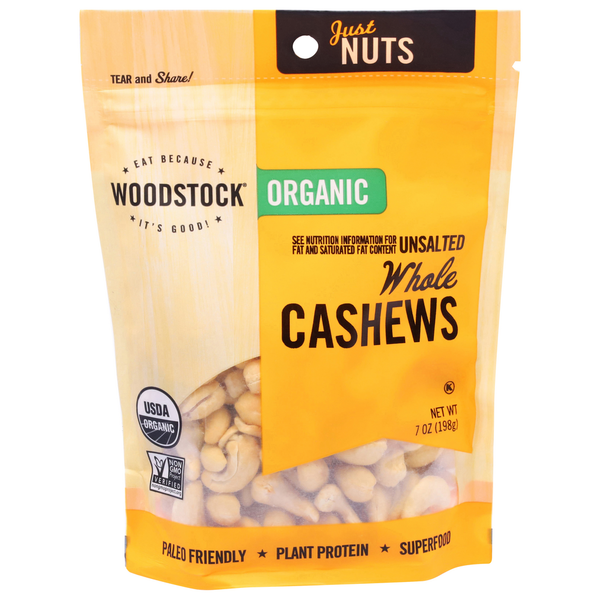 Nuts, Seeds & Dried Fruit WOODSTOCK Organic Whole Cashews, Unsalted hero