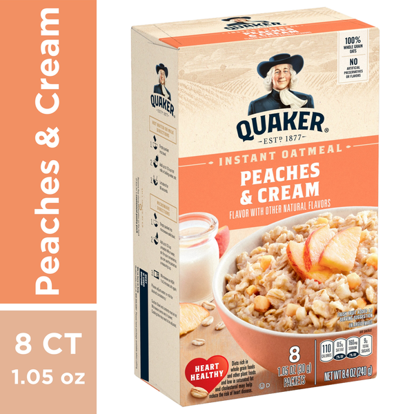 Cereal Quaker Instant Oatmeal, Peaches & Cream - Pack hero