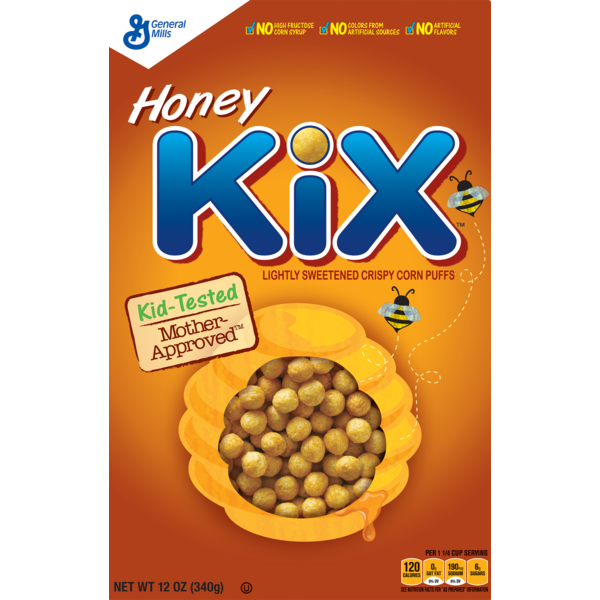 Cereal Kix Honey  Breakfast Cereal, Crispy Corn Puffs Cereal hero