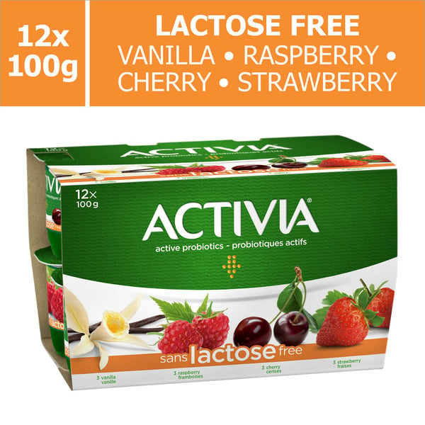 Yogurt Activia Yogurt With Probiotics, Lactose Free, Vanilla, Strawberry, Raspberry, Cherry hero