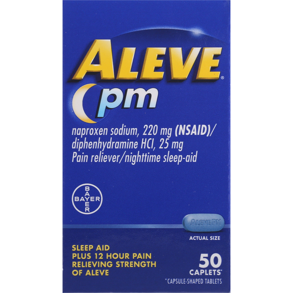 More Household Aleve Pain Reliever/Nighttime Sleep-Aid, PM, Caplets hero