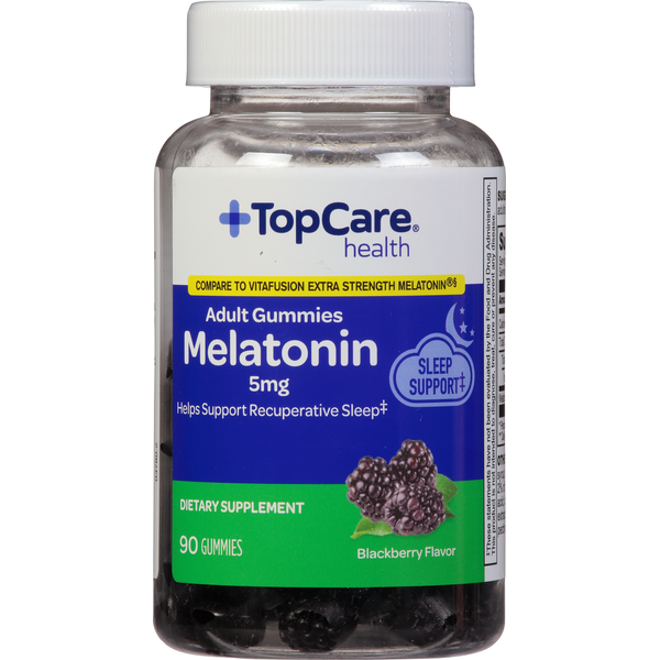 Vitamins & Supplements TopCare Melatonin, 5 mg, Gummies, Blackberry Flavor hero