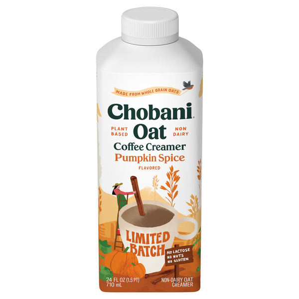 Milk Chobani Coffee Creamer, Pumpkin Spice Flavored hero