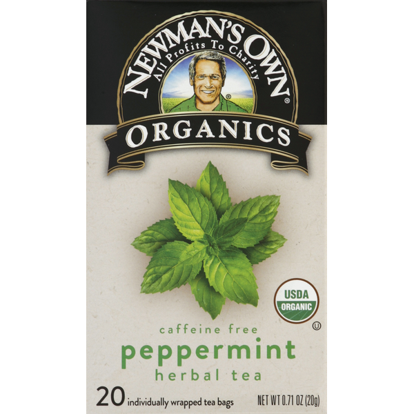 Tea Newman's Own Herbal Tea, Peppermint, Caffeine Free, Wrapped Tea Bags hero