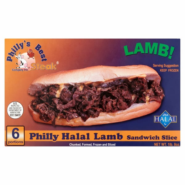 Frozen Meat & Seafood Philly's Best Steak Philly Halal Lamb Sandwich Slice hero