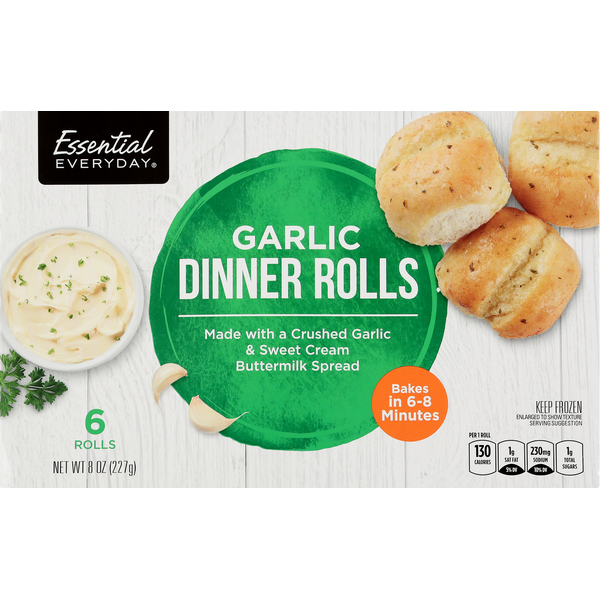 Frozen Breads & Doughs Essential Everyday Dinner Rolls, Garlic hero