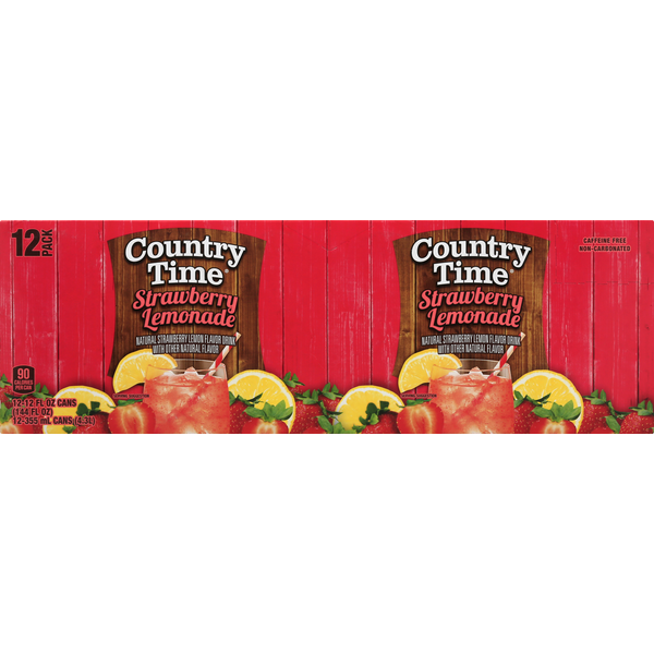 Juice & Nectars Country Time Lemonade, Strawberry, 12 Pack hero