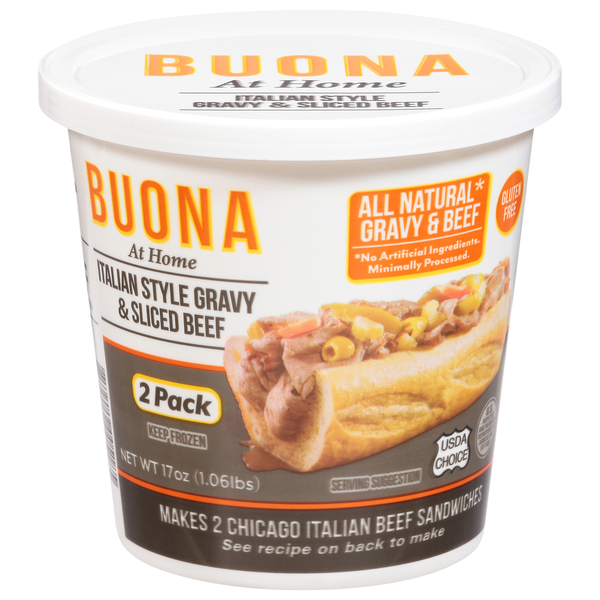 Buona Gravy & Sliced Beef, Italian Style, 2 Pack hero