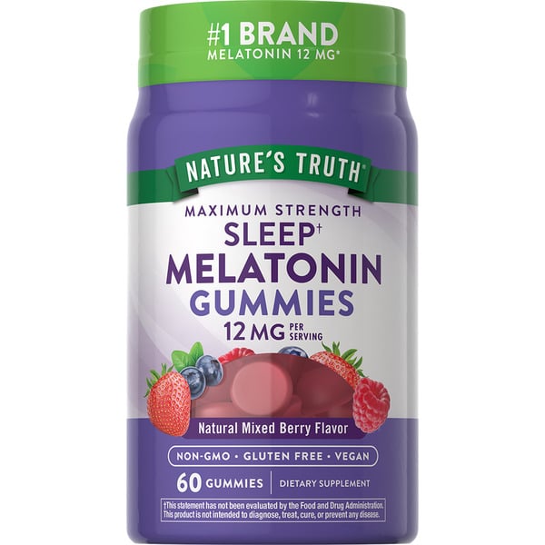 Energy & Granola Bars Nature's Truth Sleep Melatonin 12mg, Max Strength, Vegan Gummies hero