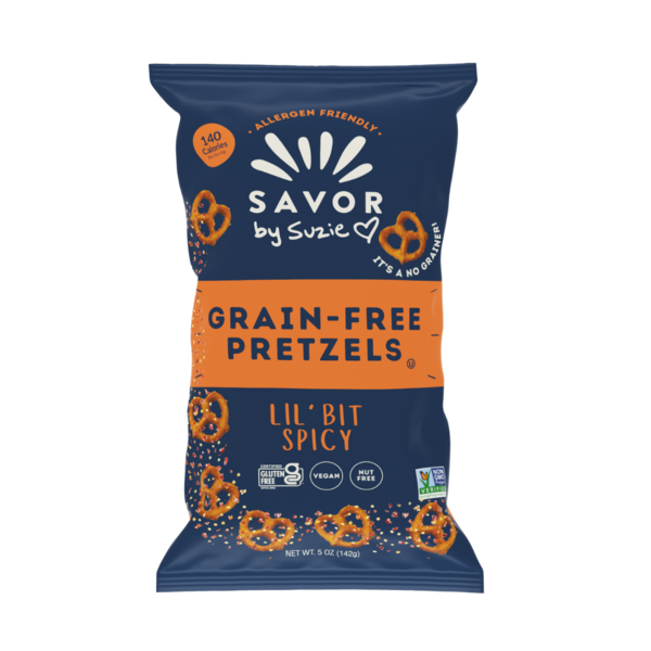 Chips & Pretzels Savor by Suzie Lil Bit Spicy Grain Free Pretzels hero