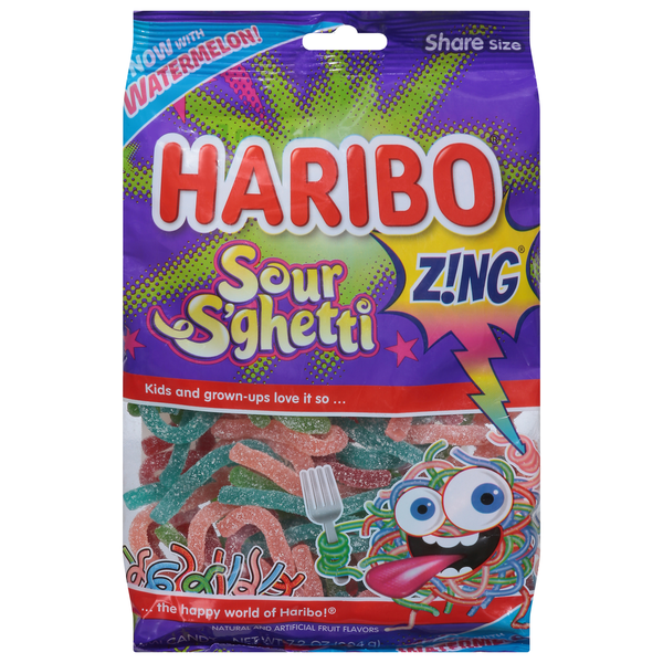 Candy & Chocolate HARIBO Gummi Candy, Sour S'ghetti, Share Size hero