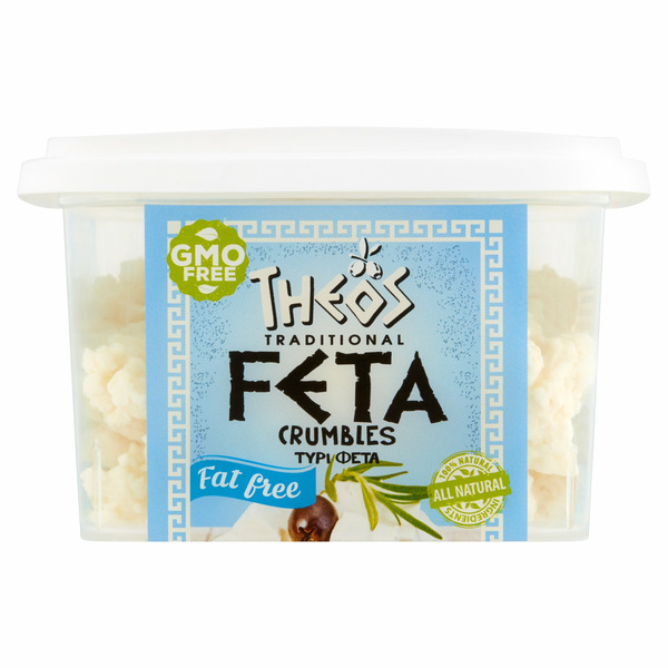 Specialty Cheeses Theos Traditional Fat Free Feta Cheese Crumbles hero