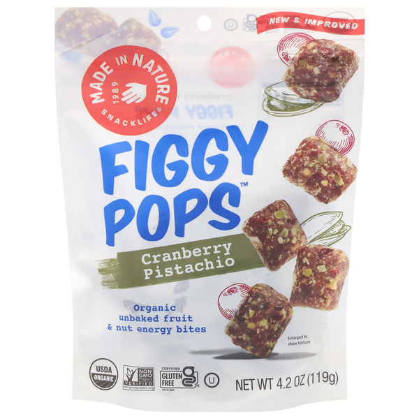 Nuts, Seeds & Dried Fruit Made In Nature Figgy Pops, Cranberry Pistachios hero