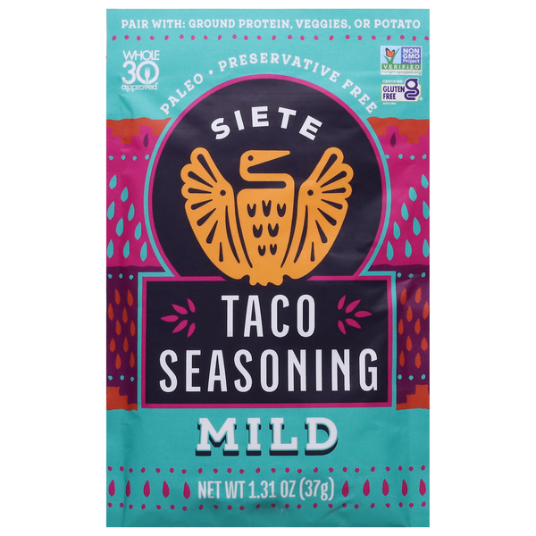 Spices & Seasonings Siete Taco Seasoning, Mild hero