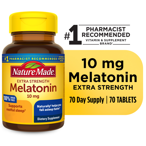 Supplements Nature Made Melatonin 10mg Extra Strength Tablets hero