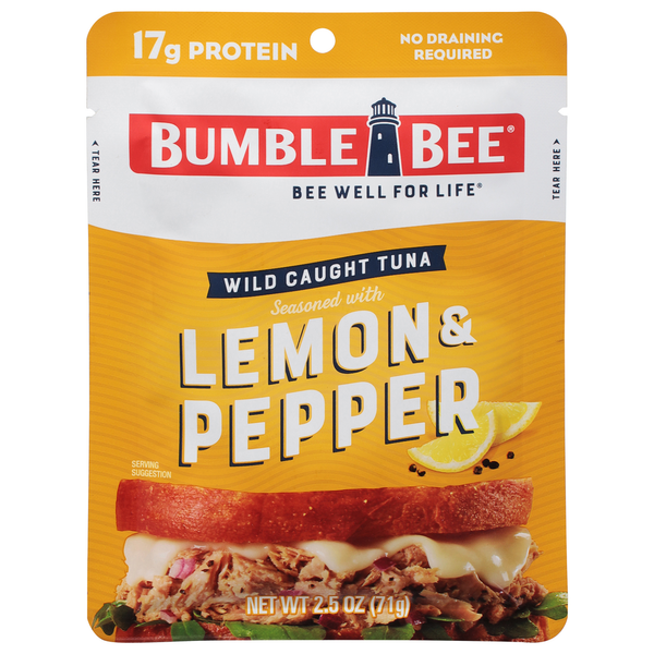 Canned Meat & Seafood Bumble Bee Tuna, Wild Caught, Lemon & Pepper hero