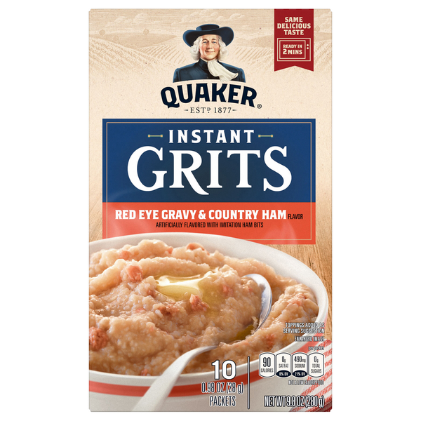 Hot Cereal & Pancake Mixes Quaker Instant Grits, Red Eye Gravy & Country Ham Flavor hero