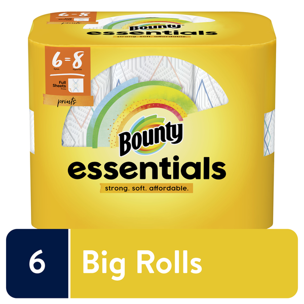 Paper Goods Bounty Essentials Full Sheets Big Roll Print Paper Towels hero