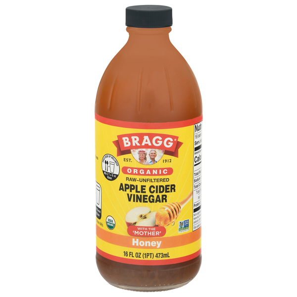 Condiments Bragg Apple Cider Vinegar, Organic, Honey hero